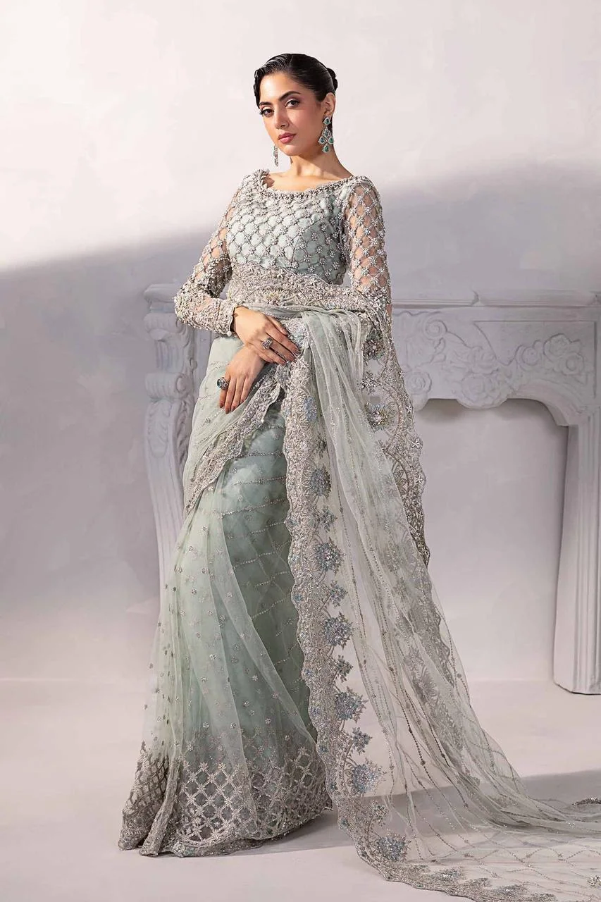 Maria B – Mariella in sage green and silver – full outfit view