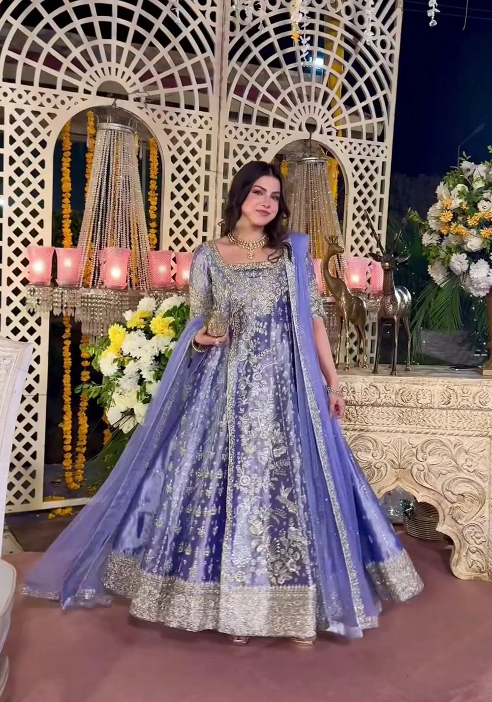 Haris Shakeel – Eyena in periwinkle blue – full outfit view