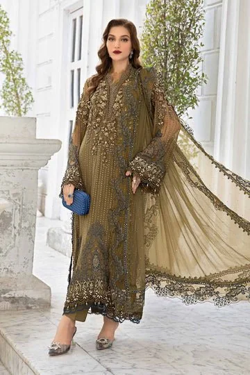 Olive Green Chiffon Suit in olive green — full outfit view